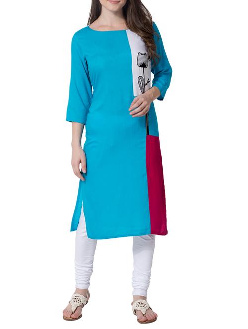 straight color block kurta - 14530237 - Very Small Image - 1