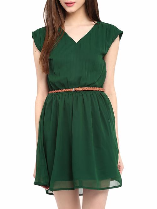 v neck belted dress - 14531448 - Very Small Image - 1