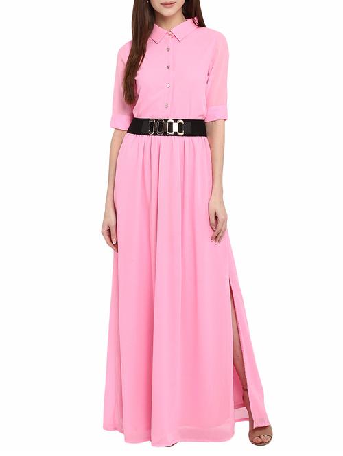 side slit button detail maxi dress - 14531455 - Very Small Image - 1