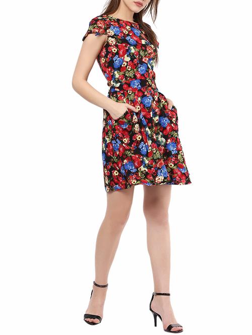 keyhole back pocket detail floral dress - 14531471 - Very Small Image - 1