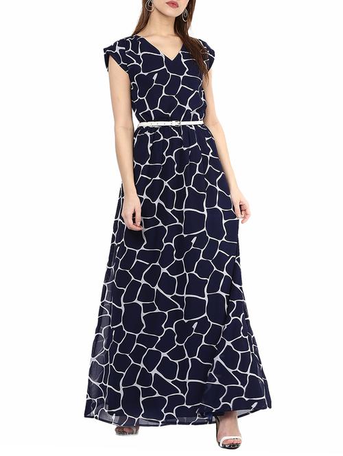 v neck belted maxi dress - 14531483 - Very Small Image - 1