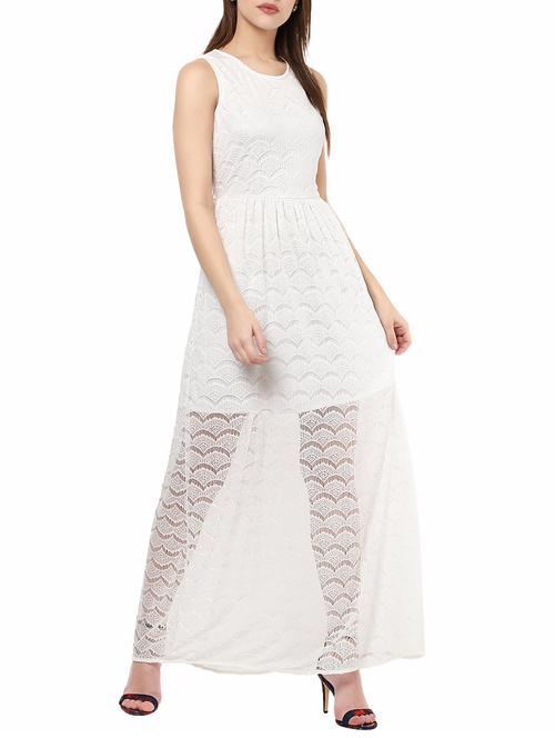 button detail laced maxi dress - 14531487 - Very Small Image - 1