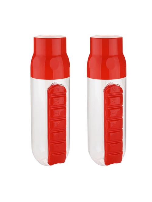combo of 2 pcs red pill organizer water bottle each 700 ml - 14531516 - Very Small Image - 1