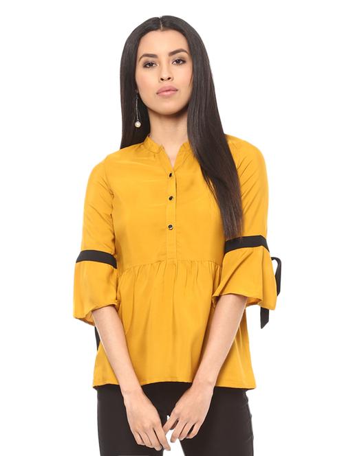tie knot detail flute sleeved top - 14531905 - Very Small Image - 1