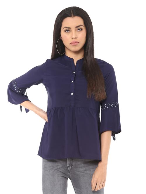 tie knot detail bell sleeved top - 14531906 - Very Small Image - 1