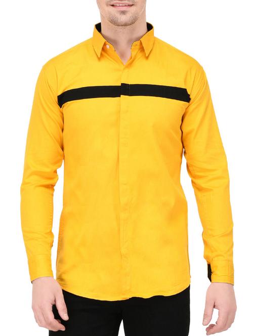yellow cotton casual shirt - 14533922 - Very Small Image - 1