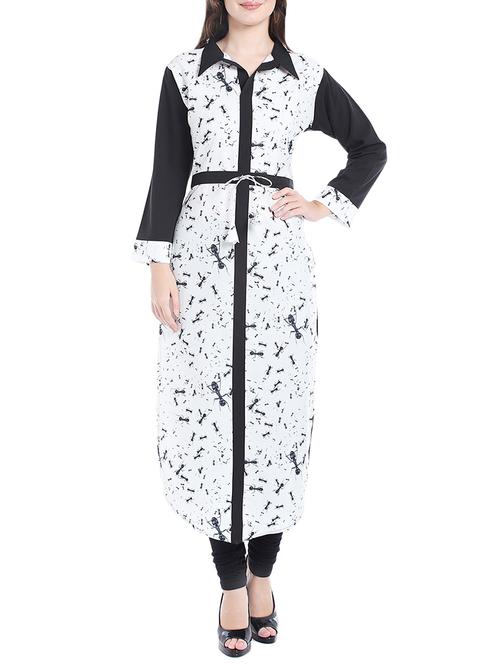 white colored crepe straight kurta - 14535035 - Very Small Image - 1
