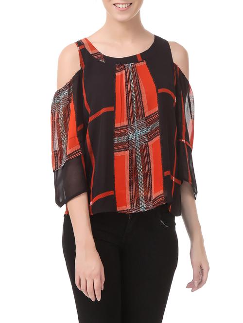 black cold shoulder top - 14536195 - Very Small Image - 1