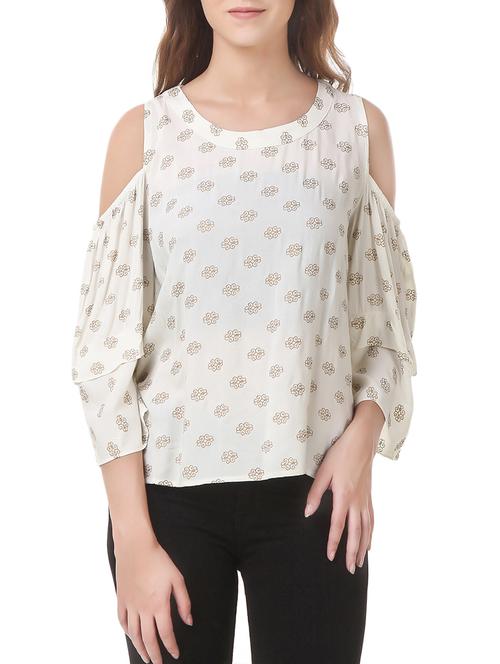 cream cold shoulder top - 14536198 - Very Small Image - 1