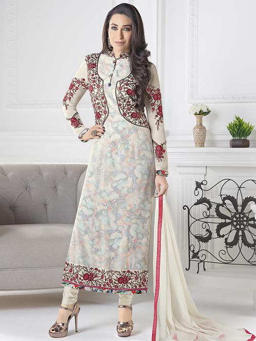 grey churidaar suit dress material - 14536488 - Very Small Image - 1