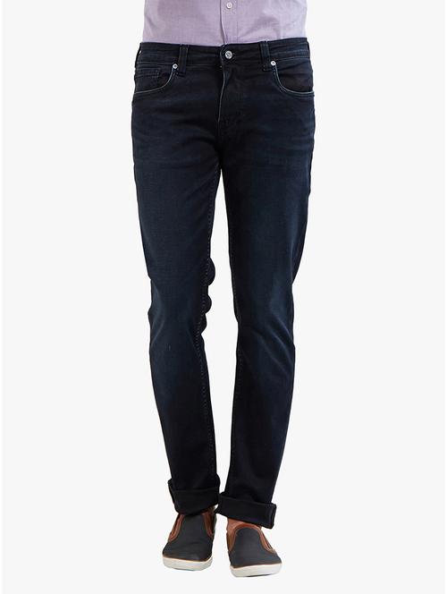 navy blue cotton plain jeans - 14536510 - Very Small Image - 1
