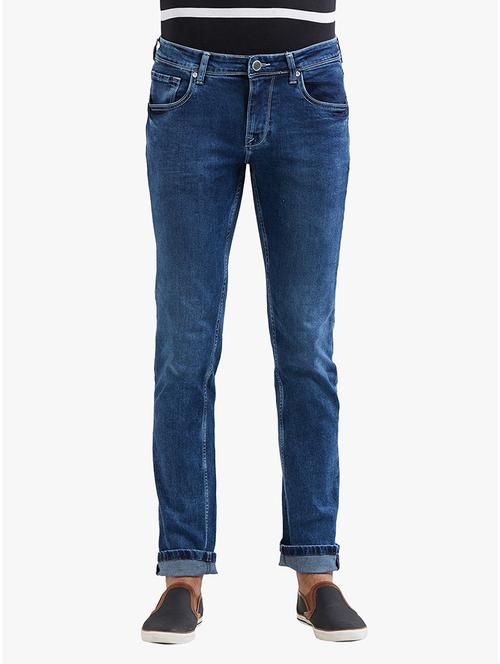 blue cotton washed jeans - 14536532 - Very Small Image - 1