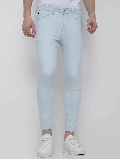 blue cotton blend plain jeans - 14537165 - Very Small Image - 1
