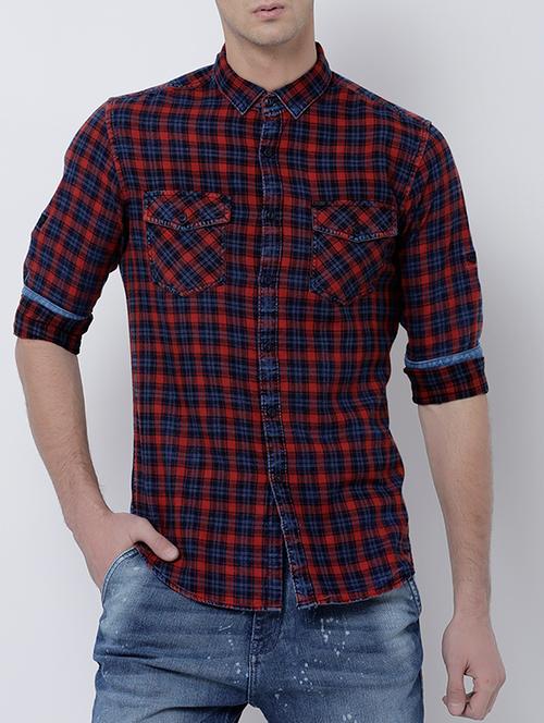 red cotton casual shirt - 14537275 - Very Small Image - 1
