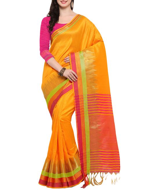 orange kheecha silk maheswari saree with blouse - 14538470 - Very Small Image - 1