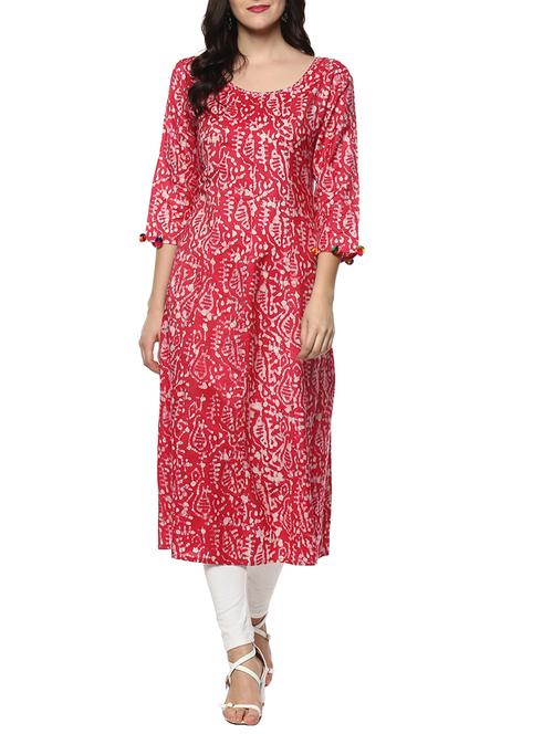 pink cotton a-line kurta - 14539693 - Very Small Image - 1