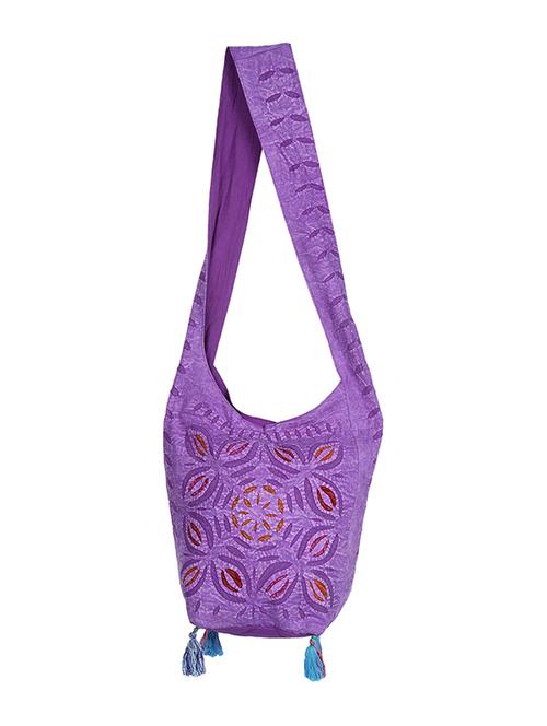 purple cotton sling bag - 14539932 - Very Small Image - 1