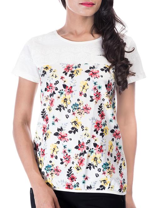 round neck floral top - 14540018 - Very Small Image - 1