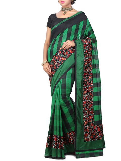 green woven saree with blouse - 14540320 - Very Small Image - 1