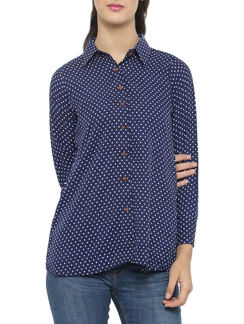 dark blue printed shirt - 14542352 - Very Small Image - 1