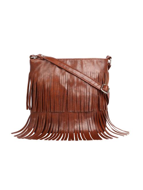 brown leatherette regular sling bag - 14543187 - Very Small Image - 1