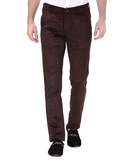 brown cotton corduroy casual trousers - 14543958 - Very Small Image - 1