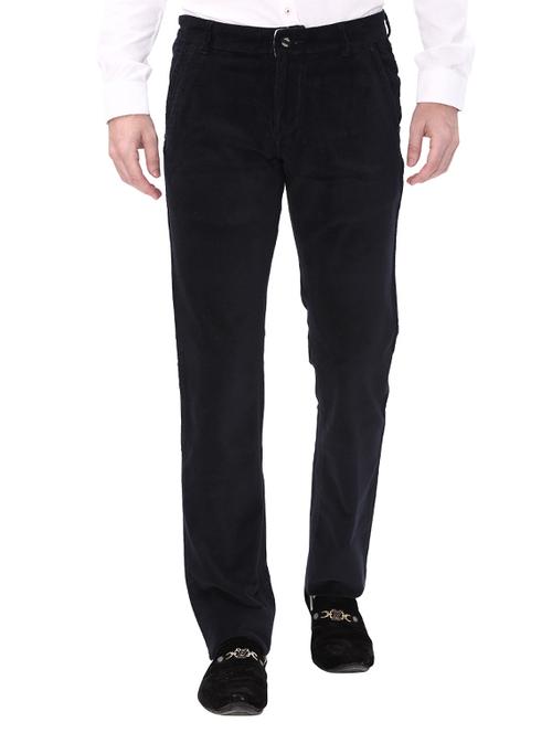 navy blue cotton corduroy casual trousers - 14543962 - Very Small Image - 1