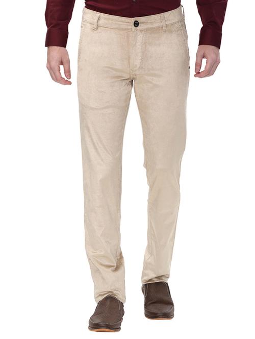 beige cotton corduroy casual trousers - 14543968 - Very Small Image - 1