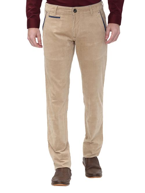 beige cotton corduroy casual trousers - 14543986 - Very Small Image - 1