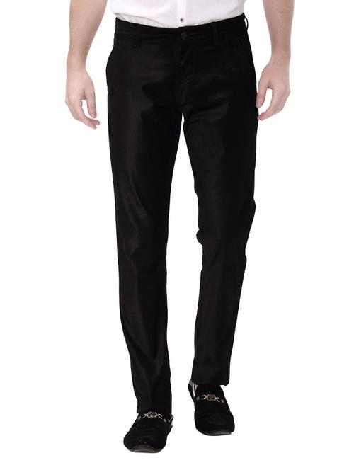 black cotton flat front casual trouser - 14543987 - Very Small Image - 1