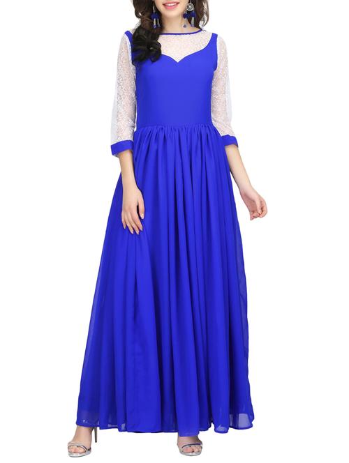 blue georgette gown - 14544051 - Very Small Image - 1