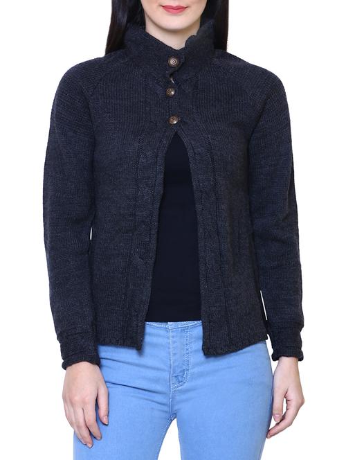 dark grey woolen cardigan - 14544384 - Very Small Image - 1