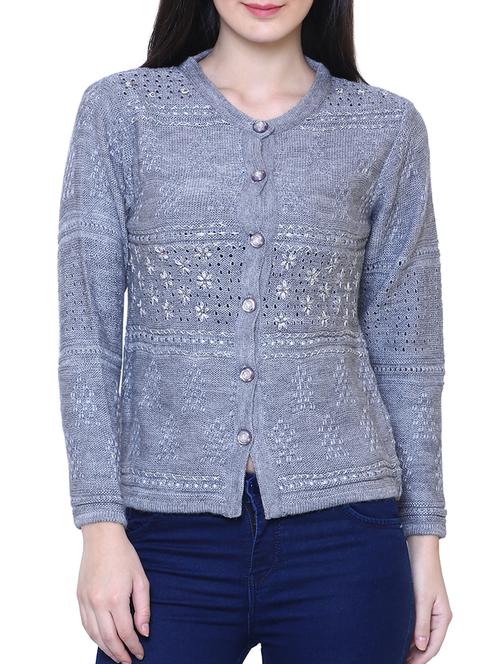 grey woolen cardigan - 14544391 - Very Small Image - 1