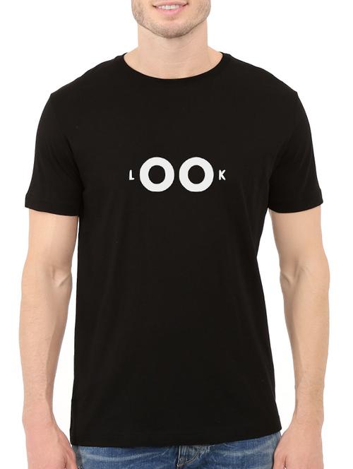 black cotton chest print tshirt - 14544643 - Very Small Image - 1