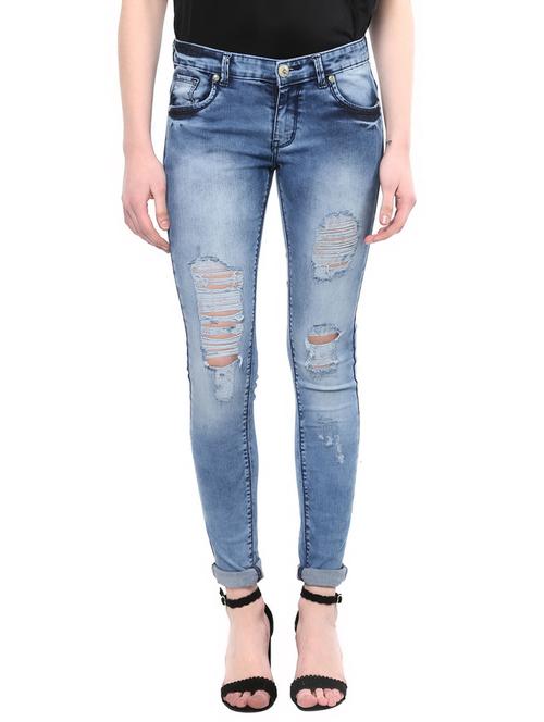 blue denim distressed jeans - 14544866 - Very Small Image - 1