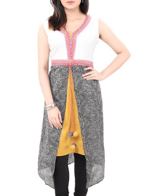 multi colored cotton layered kurta - 14545623 - Very Small Image - 1