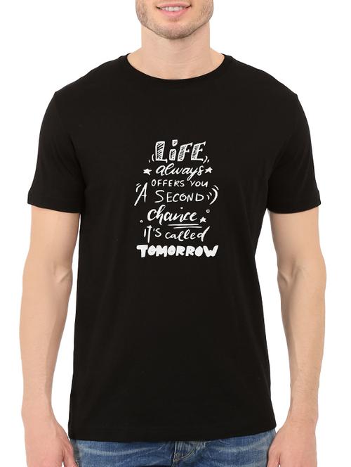 black cotton chest print tshirt - 14546379 - Very Small Image - 1