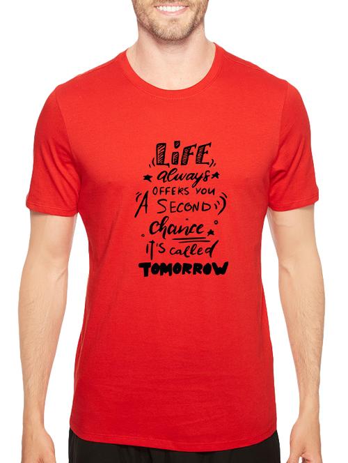 red cotton front print t-shirt - 14546384 - Very Small Image - 1