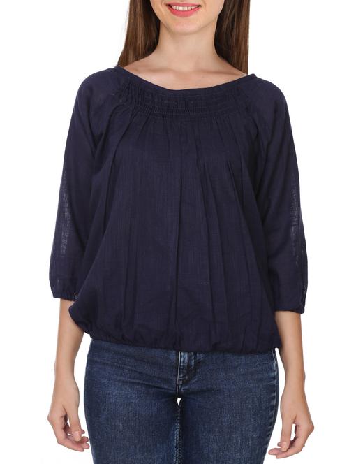 blue cotton blouson top - 14546501 - Very Small Image - 1