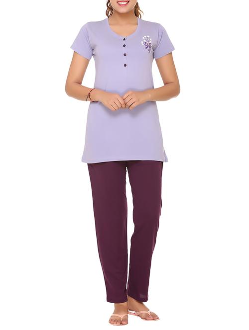 round neck tee with pajama set - 14546580 - Very Small Image - 1