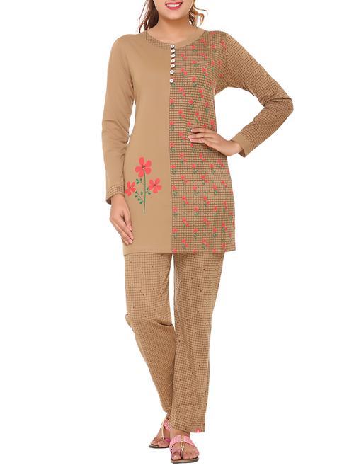 brown cotton pyjama set - 14546581 - Very Small Image - 1