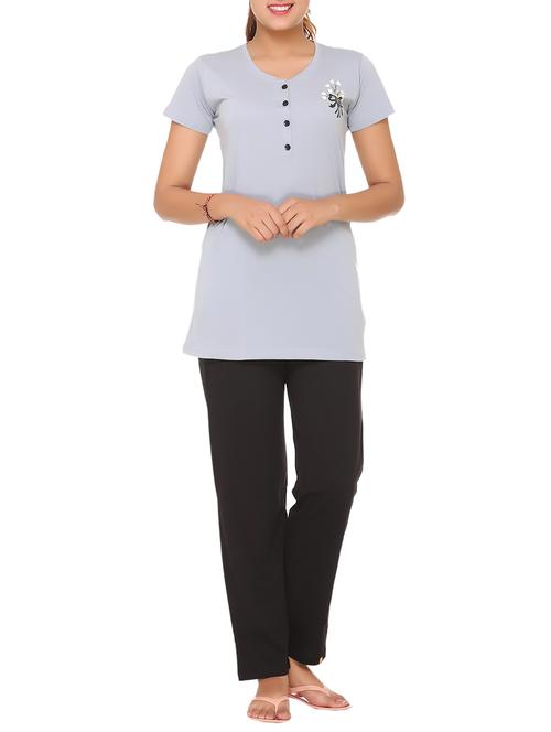 v-neck tee with pajama set - 14546599 - Very Small Image - 1