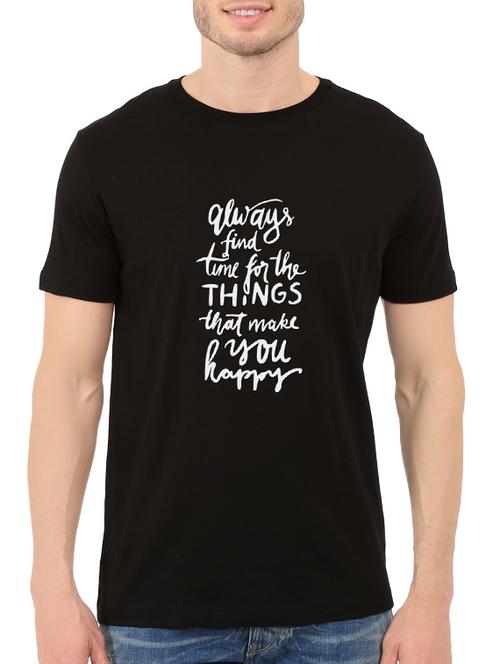 black cotton front print t-shirt - 14547384 - Very Small Image - 1