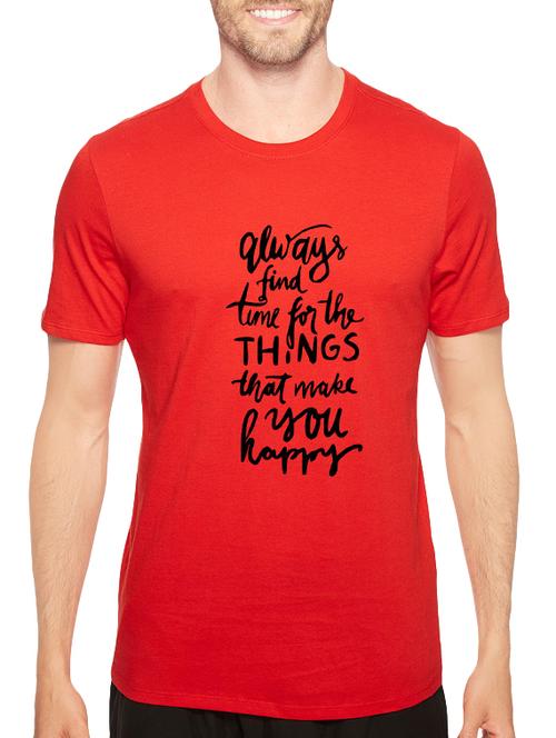 red cotton front print t-shirt - 14547389 - Very Small Image - 1