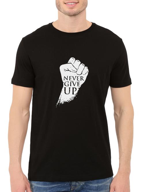 black cotton chest print tshirt - 14547394 - Very Small Image - 1