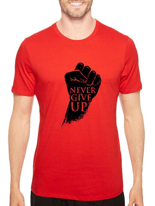 red cotton chest print tshirt - 14547399 - Very Small Image - 1