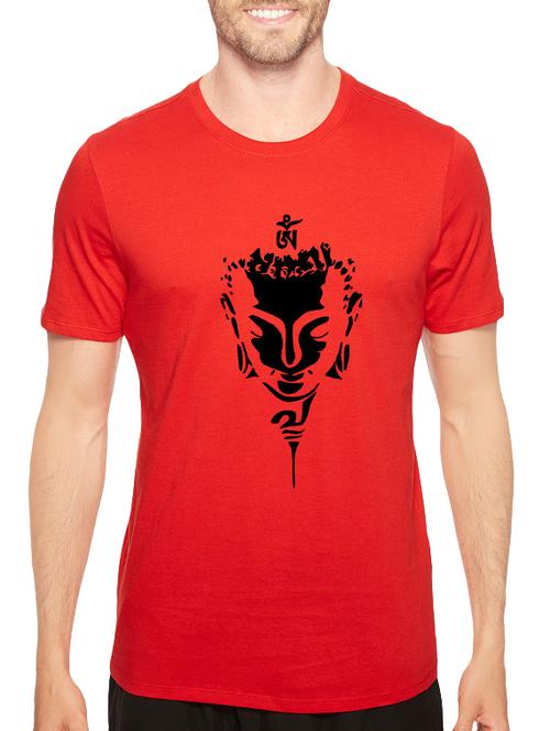 red cotton chest print tshirt - 14547425 - Very Small Image - 1