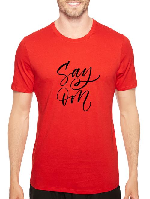 red cotton chest print tshirt - 14547864 - Very Small Image - 1