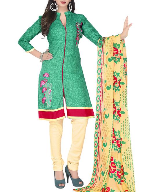embroidered unstitched churidaar suit - 14550289 - Very Small Image - 1