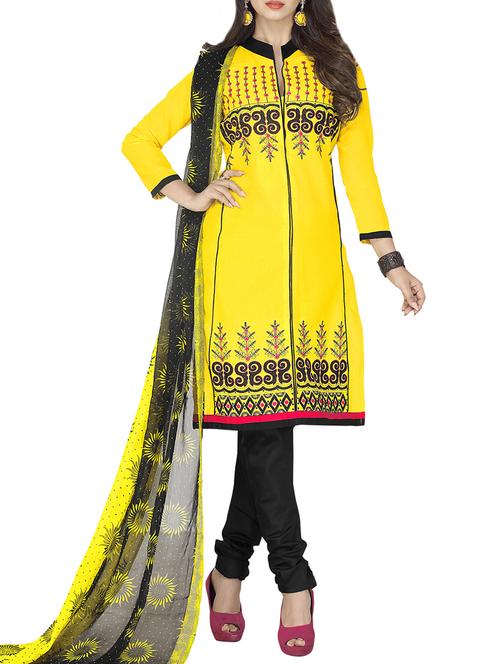 embroidered unstitched churidaar suit - 14550291 - Very Small Image - 1